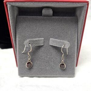 Garnet and Sterling Silver Earrings